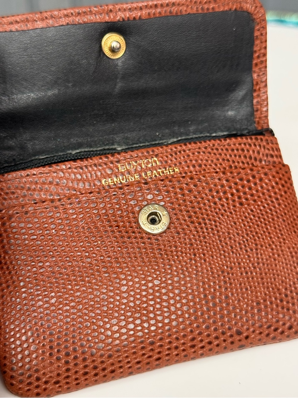 Vintage Buxton Brown Lizard Embossed Leather Coin Pouch Mini Wallet - Picture 7 of 11